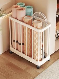 MUGG | Mobile Rolling Storage Basket and Rack Yoga Mat and Fitness Equipment Bathroom Narrow Space Organizer