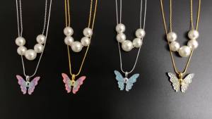 Takara Tomy | Thời Trang Đôi Dây Xích Choker Bướm Giả Ngọc Trai Mặt Dây Chuyền Vòng Cổ Trang Sức Quà Tặng Cho Nữ Cô Gái Tinh Tế Cosplay Phụ Kiện