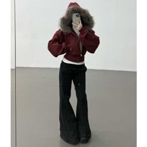 High Waist Flared Yoga Pants Womens Long Version Drawstring Casual TrousersSlimming Drapey Floor-Length Korean Style Commute