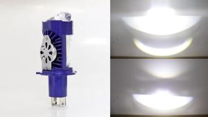 KEVANLY 1x H4 LED Headlight Bulb Projector Lens Canbus Hi/Low Beam with Turbo Fan Lamp Motorcycle Plug Play 12V White 6000K
