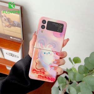 FLOVEME Fashion 3D Rabbit Carrot Phone Case For Samsung Galaxy Z Flip 3 Flip 4 5G Cute Rabbit Printed Hard PC Back Cover For Galaxy Z Flip 3 Flip 4
