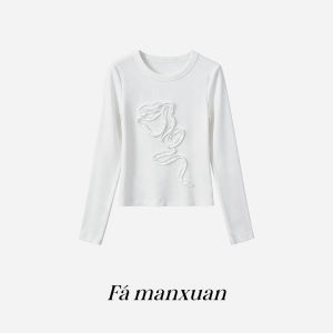 FAMANXUAN | Embroidered Floral Short Waist T-shirt