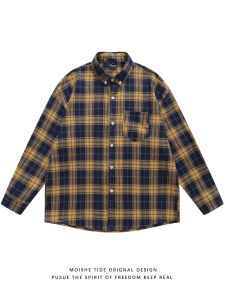 เสื้อเชิ้ตแขนยาวทรงหลวมสไตล์ย้อนยุคสำหรับฤดูใบไม้ร่วง MOISHE TIDE สำหรับผู้ชายและผู้หญิง เสื้อคลุมกันหนาวแบบลำลองที่สวมใส่ได้หลากหลาย