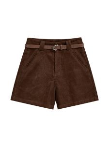 American Style High Waist Brown Corduroy Shorts Women plus Size Autumn Thick Straight Leg Boot Pants Casual Pants