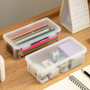 Naukaha【Ready in Stock】 Transparent Plastic Pencil Box School Stationery Supplies Large Capacity Waterproof Storage Box