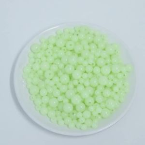 100pcs 6-10mm Green Luminous Round Acrylic Color Spacer Beads For Jewelry Making Glow In The Dark Fishing DIY Bracelet Necklace