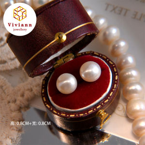 Viviann Original Vintage 8mm Pearl Earrings S925 Sterling Silver Earrings Classic Premium Pearl Stud Earrings For Women 925 Silver Earrings Big Pearl Earrings Stud Silver 925 Girls Wedding Bride Accessories
