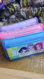 LUNI Cartoon Zipper Closure Portable Pencil Case Storage 2 Zipper Compact Portable Design School & Office Use