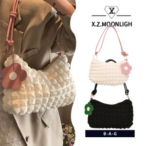 แฟชั่น X.z. MOONLIGH Ins จีบเมฆกระเป๋านักเรียนสะพายกระเป๋าทรงสี่เหลี่ยมมีหูหิ้วสะพายไหล่ง่าย