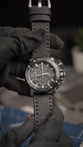 Jam Tangan Pria Alexandre Christie Chronograph AC 9205 MCLTBBA Black Dial Black Leather Strap