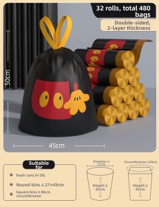 ReeDoon | Thick Tear-Resistant Easy-Tie Handheld Garbage Bag Extra Large Size