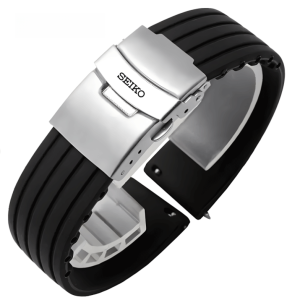 Seiko5 Rubber Strap Navigation Water Ghost Silicone Watch Band Waterproof 20 22mm Stripe Design Middle Thickness Flat Interface