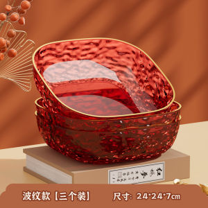 Red Celebration Fruit Tray Large Capacity Candy And Dry Fruit Display Tray for Living Room New Home Moving Gift