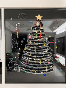 ETY | Christmas Decorations Scene Wall Arrangement Home Christmas Tree Pom-Poms Ribbons Window Hanging Ornaments 2026