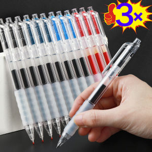 3ชิ้นปากกาหมึกเจลพับเก็บได้0.5มม. สีดำ/ สีแดง/สีฟ้าความจุมากโปร่งใสการสอบของนักเรียนการเขียนปากกาทดสอบเครื่องเขียนสำนักงานโรงเรียน