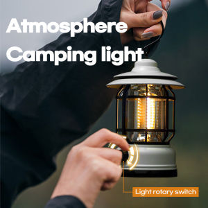 Portable Travel Waterproof Led Camping Light Outdoor USB Rechargeable Multifunction Hanging Tent Lampu Light for Garden Light Retro Iron Emergency Lamp