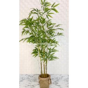 Tanaman Imitasi Pohon Hias Daun Bambu Hijau Semilatex Cover Purun Handle Small Hiasan Rumah Dekorasi Sudut Ruang