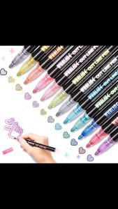 WriteWise STORE ชุดปากกาโครงร่างเส้นคู่ มาพร้อมผงกลิตเตอร์ สีสดใสสวยงาม ใช้วาดรูปและเขียนไดอารีได้ มี 8 สี และ 12 สี A061