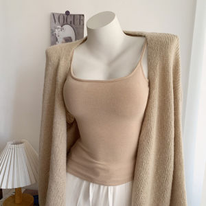 เสื้อกั๊กแขนกุดผ้าขนแกะหนาสำหรับผู้หญิงในฤดูใบไม้ร่วงและฤดูหนาว ผ้าขนแกะหนา อบอุ่น แขนกุด คอวี ทรงเข้ารูป เสื้อชั้นในแบบมีแผ่นเสริมหน้าอก ชุดชั้นใน