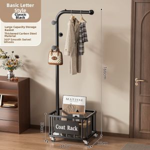 YIXUAN | Vintage Solid Wood Mobile Floor-standing Clothes Rack