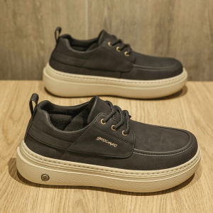 Mens Casual Sport Shoes 2025 New Autumn Winter Thick Bottom Heightening All-Match Black Workwear Leather Shoes OCEANIA ROO
