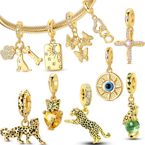 Original 925 Sterling Silver Charms Bead Pendants Gold Animals Charms For Women Fit Original Bracelet Fashion DIY Accessories
