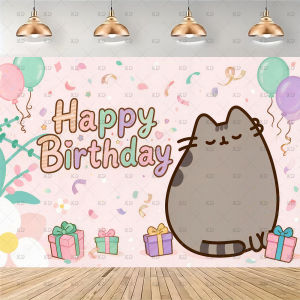 Beast Kingdom | Cute Cat Birthday Party Decoration Background Supplies Balloon Set Cake Toppers Bunting Banner Kawaii P-Pusheening Gift Props