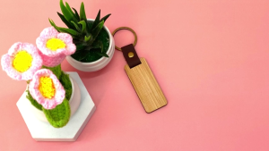 Lineworks Wooden Keychain Collection - Beechwood/Bamboo Circle/Round Rectangle - 10pcs Set