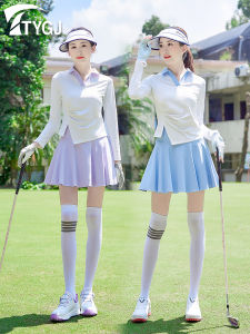 Spring New Golf Ladies Long Sleeve Slim Elastic T Shirt Quick Dry Running Sports Yoga Short Style Clothing Golf Apparel
