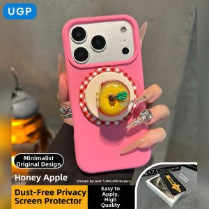 UGP | Summer New Cartoon Pattern Pink Check Unique Liquid Silicone Full Coverage Phone Case