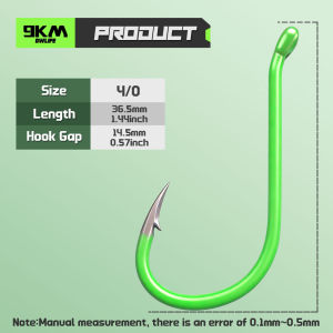 9KM DWLIFE | 9KM Octopus Hook 25-100pcs Fishing Hook Luminous Green Offset Heavy Duty Live Bait Hook for Saltwater Freshwater