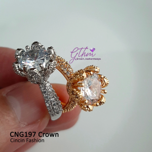 Cincin Pesta Crown Mata Solitaire Mewah Perhiasan Fashion Import Premium cng202