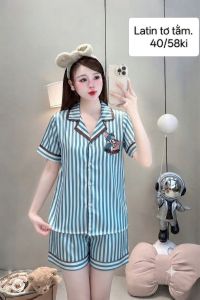 Set bộ pijama lụa Latin xước ánh kim bộ đùi thiết kế mới mềm mịn thoáng mát dễ thương 40/ 58 Kí chuẩn mẫu shop Ngocngastore.