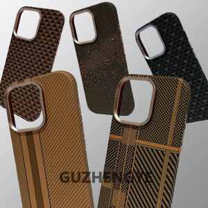 Gold Series Magsafe Carbon Fiber Kevlar Texture Phone Case for iPhone 16ProMax Apple 17Pro Matte Anti-Fingerprint Business Style