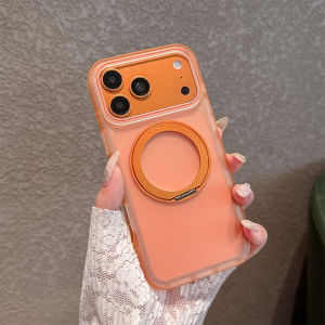 360° Rotating Magnetic Ring Bracket Phone Case for iPhone 17 Pro Max Compatible with MagSafe Wireless Charging Transparent Cover