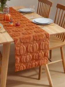Thickened Pumpkin Table RunnerBlack Eye-Ghost Three-Dimensional EmbroideredHoliday Dining Table Decoration for Parties