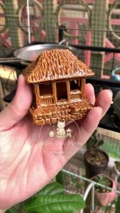 Gốm Đức Minh - Mô hình nhà mái rơm hoài cổ size trung bình bằng gốm sứ mộc mạc trang nhã nhỏ gọn - trang trí tiểu cảnh vườn cây văn phòng hồ thủy sinh