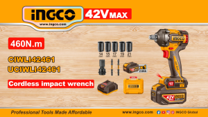 INGCO 42V 460NM CORDLESS IMPACT WRENCH | 1/2" | BRUSHLESS MOTOR | CIWLI42461