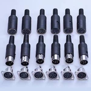 3/4/5/6/7/8 Pin DIN Male Female Plug with Plastic Handle and Female Receptacle Housing Panel Mount Chassis Connector Soldering