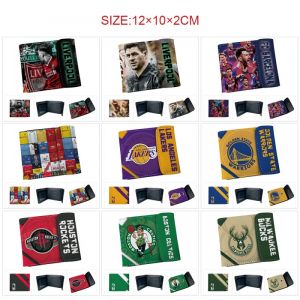 PU Leather Two-Layer Wallet Full Color Hidden button Sports Football Club Star Mens Womens Student Short Coin Purse lakers warriors realmadrid man.city man.united