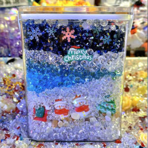 Xiaohongshu Same Style Shop Jar DIY Homemade Decoration Small Square Box High Transparent Face Value Decompression Rainbow Jar for Friends