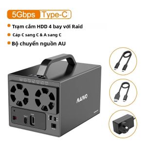 Vỏ Ổ Cứng Ngoài MAIWO 4 Bay RAID Hỗ Trợ Type-C Sang SATA HDD/SSD Tích Hợp Cổng HDMI Vỏ Nhôm 7 Chế Độ RAID Tương Thích