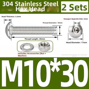 Yi Se Dian Zi | Stainless Steel Round Head Hexagonal Screw Nut Set