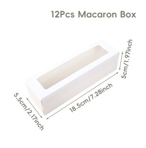 12Pcs Macaron Boxes with Clear Window Gift Box Cake Packaging Box Transparent Cookie Boxes for Wedding Birthday Party Supplies