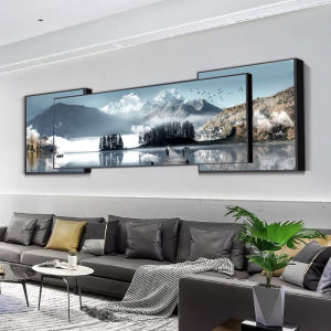 Sofa Wall Painting Living Room Decorative Painting Modern Minimalist Back to Jinshan Elegant Three-Piece Painting Overlay Crystal Porcelain Painting