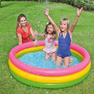 SyokSyok INTEX 4 Sizes Sunset Glow Three Rings Soft Inflatable Floor Portable Swimming Pool Kolam Air Mandi Bayi Anak 游泳池