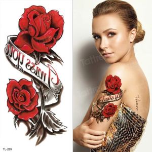 Tato Temporer Tahan Air Seri QC 666-667 MODEL Bunga Mawar Merah Darah Tahan Lama Tattoo Tatto Temporary Tubuh Kering Palsu - Fake Tattoo Body - Tato Custom