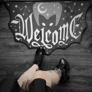 VIKAMA Gothic Dark Halloween Black Bedroom Door Mat Carpet Floor Mat Small Family Living Mat Entrance Door Mat