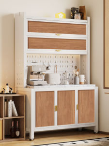 Modern Minimalist Style Wooden Texture Dining Room Sideboard Cabinet Integrated Wall-Mounted Iron Art Storage Cabinet for Living Room