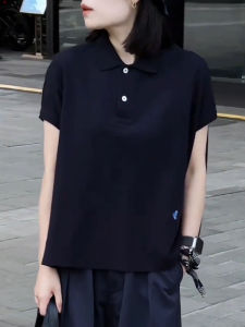 UYFY | Black Minimalist Short Sleeve T-Shirt Womens Casual Pure Color Fashionable Versatile Summer New Style Commute Korean Style Top